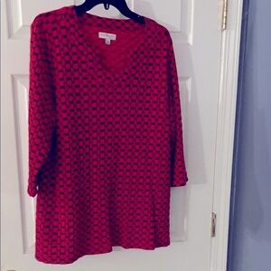 Kim Rogers Woman Red and Black Patterned Blouse